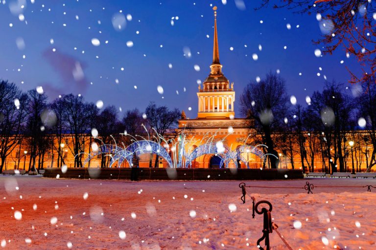 Новогодний ночной Петербург. Встреча нового года.